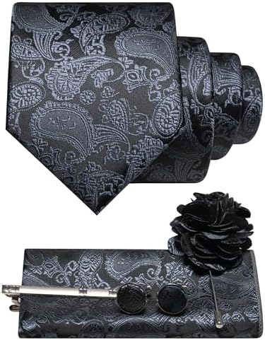 Men's Paisley Tie Set With Coordinated Design – Elegant Accessories For Weddings, Events, And Formal Occasions