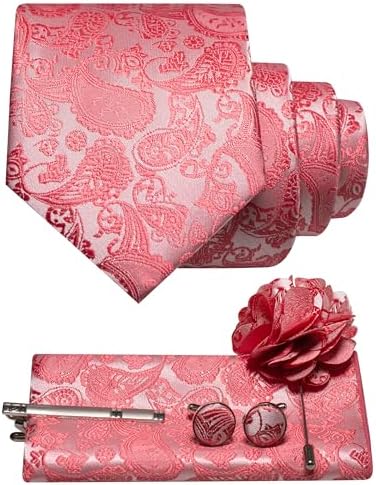 Men's Paisley Tie Set With Coordinated Design – Elegant Accessories For Weddings, Events, And Formal Occasions