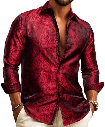Men's Long-sleeved Paisley Jacquard Shirt – An Elegant Shirt For Weddings, Parties, Evening Wear, And Special Occasions