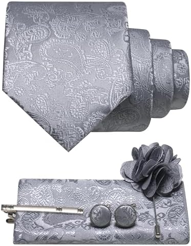 Men's Paisley Tie Set With Coordinated Design – Elegant Accessories For Weddings, Events, And Formal Occasions