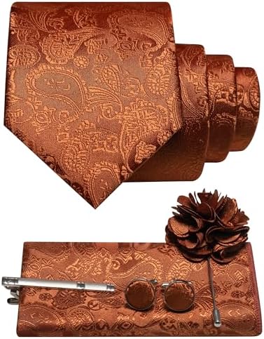 Men's Paisley Tie Set With Coordinated Design – Elegant Accessories For Weddings, Events, And Formal Occasions