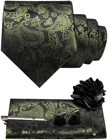 Men's Paisley Tie Set With Coordinated Design – Elegant Accessories For Weddings, Events, And Formal Occasions
