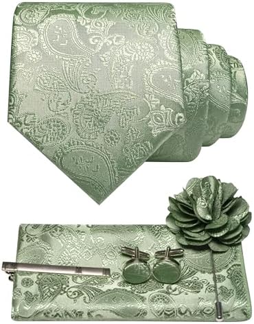 Men's Paisley Tie Set With Coordinated Design – Elegant Accessories For Weddings, Events, And Formal Occasions