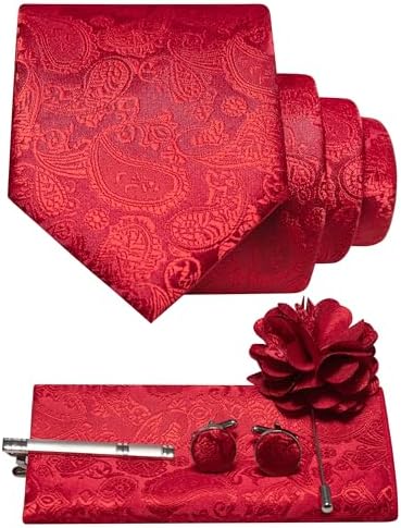 Men's Paisley Tie Set With Coordinated Design – Elegant Accessories For Weddings, Events, And Formal Occasions