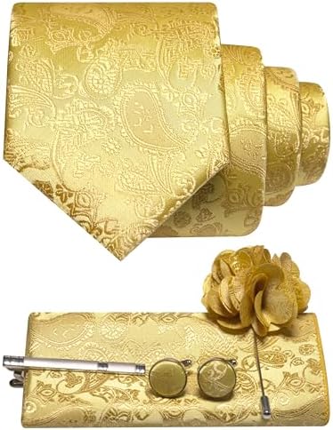 Men's Paisley Tie Set With Coordinated Design – Elegant Accessories For Weddings, Events, And Formal Occasions