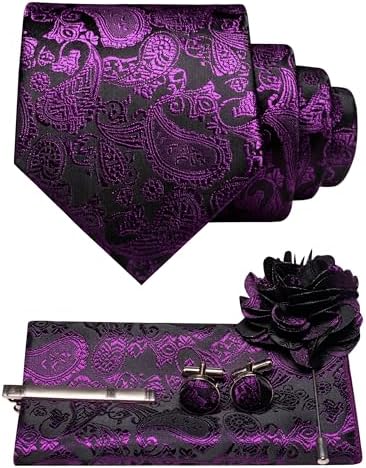 Men's Paisley Tie Set With Coordinated Design – Elegant Accessories For Weddings, Events, And Formal Occasions