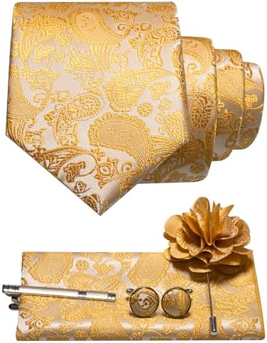 Men's Paisley Tie Set With Coordinated Design – Elegant Accessories For Weddings, Events, And Formal Occasions
