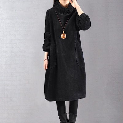 Julia - Elegant Winter Dress in Corduroy