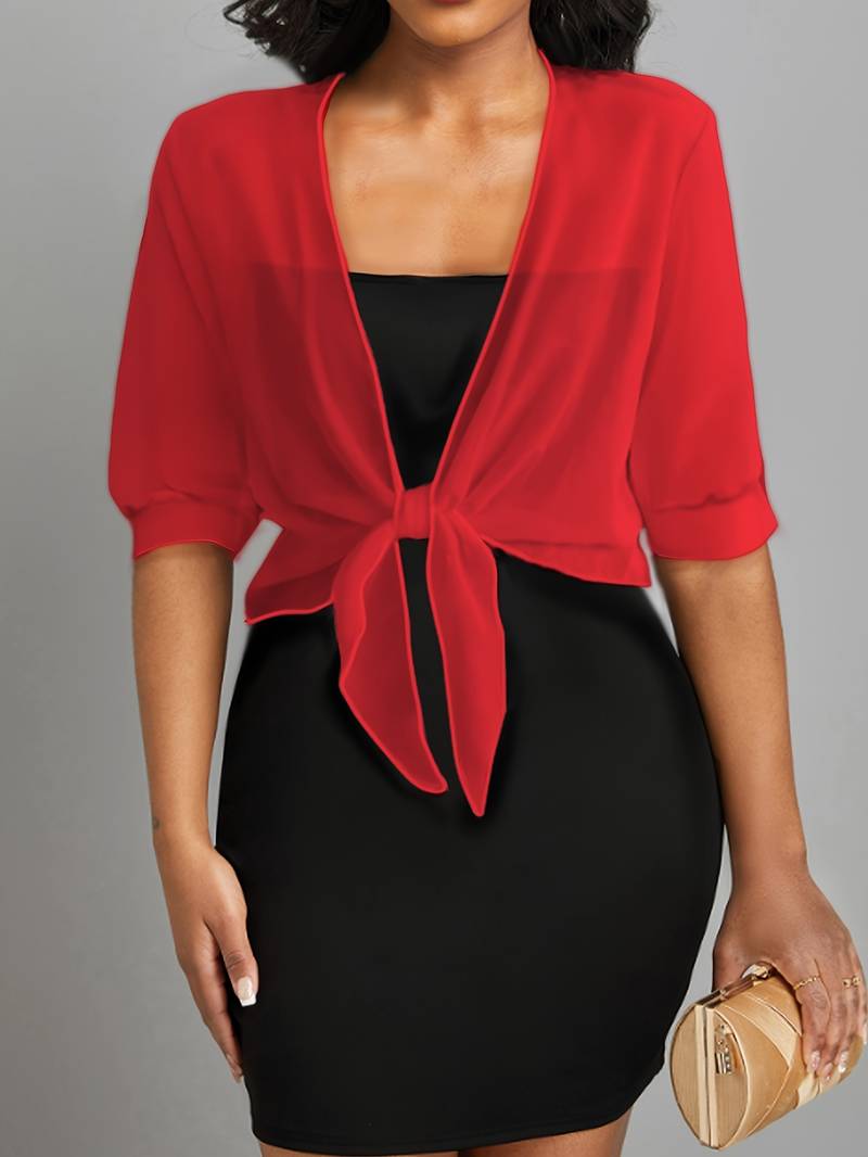 Women's Sheer Chiffon Bolero Top With A Tie – A Short And Elegant Top For Parties, Evening Wear, And Special Occasions