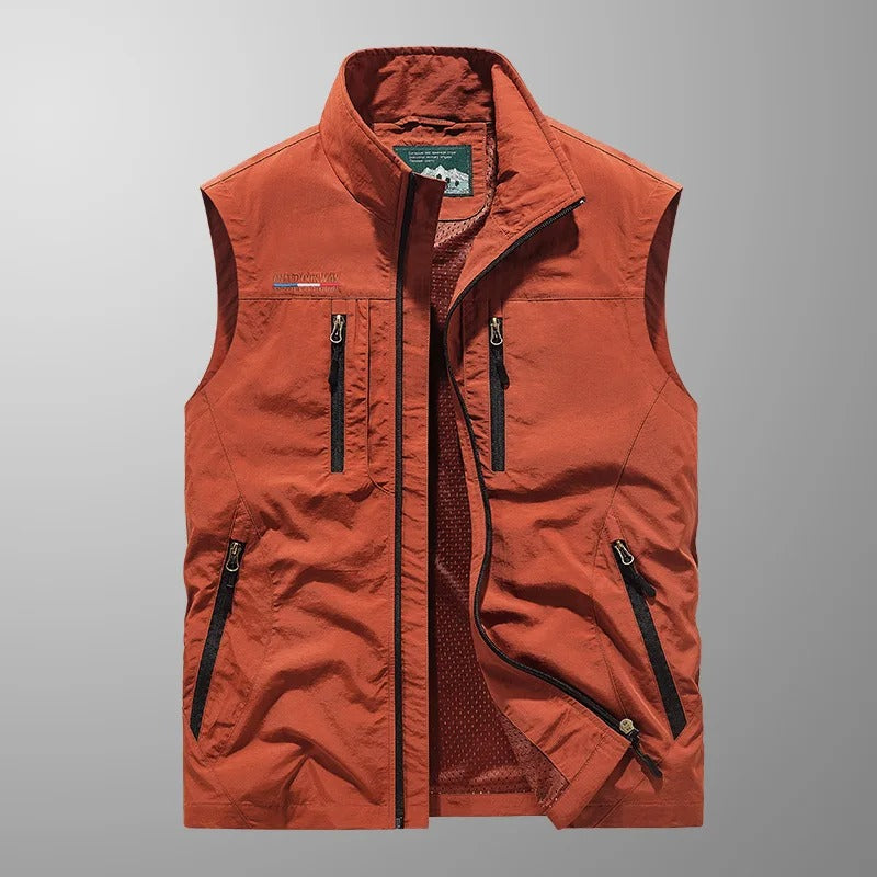 Men's Zip-up Bodywarmer With A Stand-up Collar – A Practical Vest For Fall, Everyday Wear, Leisure, And Outdoor Activities