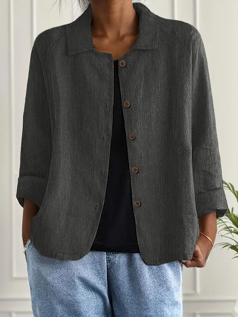 Women's Lightweight Button-front Jacket - Relaxed Fit Casual Outerwear For Spring And Summer