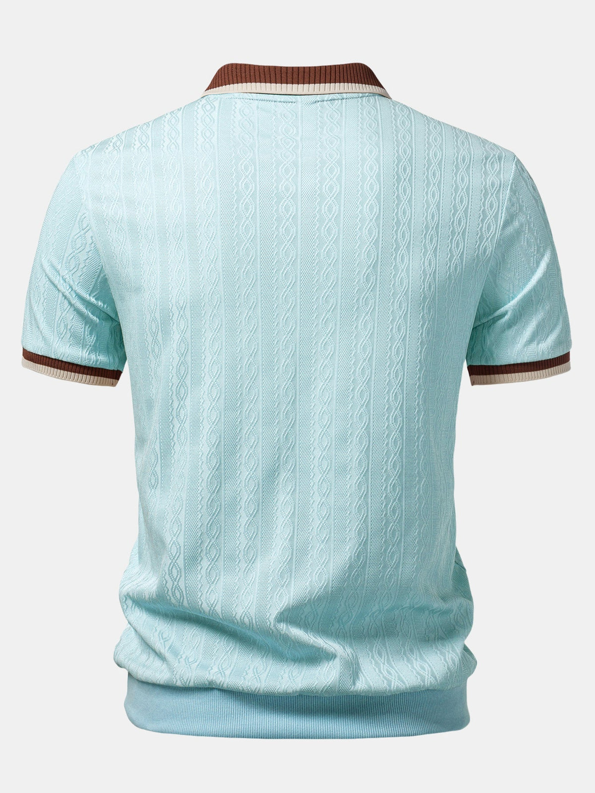 Men's Textured Knit Polo - Quarter-zip Tailored Fit For Refined Smart Casual Style