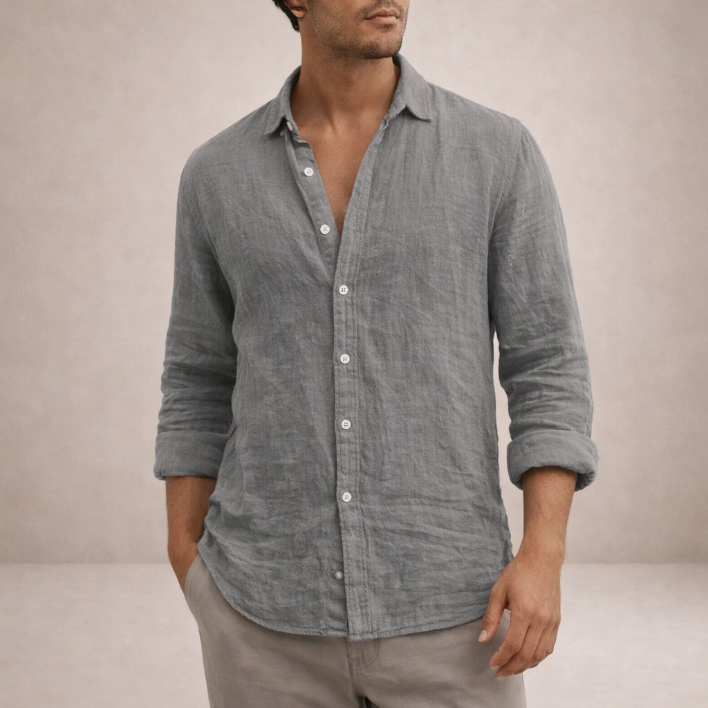 Men's Regular Fit Linen Button-Down Shirt - Casual Summer Shirt for Everyday Wear