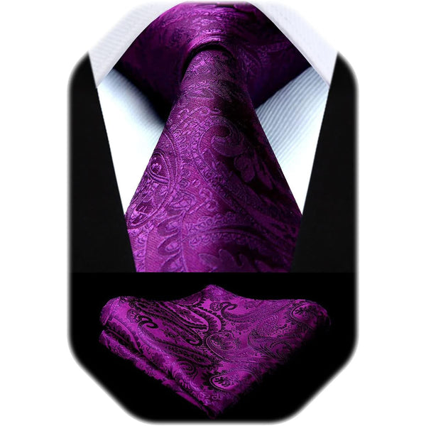 Men's Tie Set With A Paisley Jacquard Pattern – Elegant Formal Accessories For Weddings, Festive Events, And Special Occasions