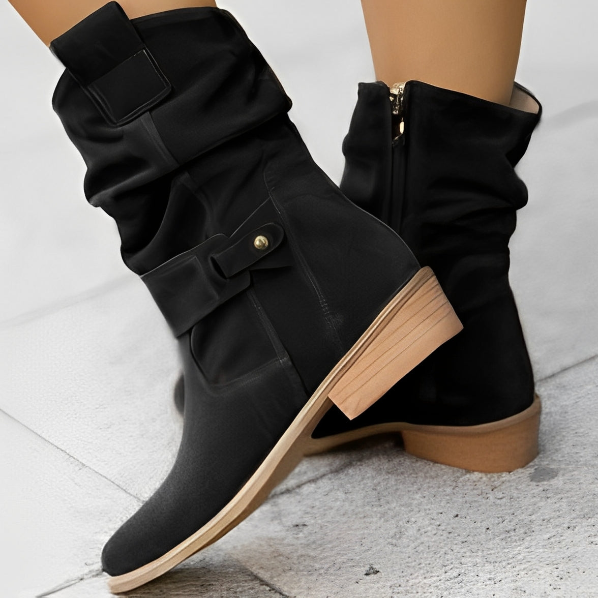 Fiorina - Elegant Round Toe Ankle Boots for Women