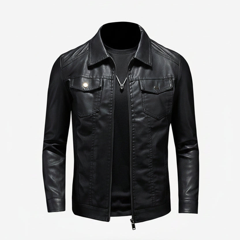 Men's Vintage Leather Jacket – Classic And Comfortable Outerwear For Fall, Winter, Everyday Wear, And Leisure