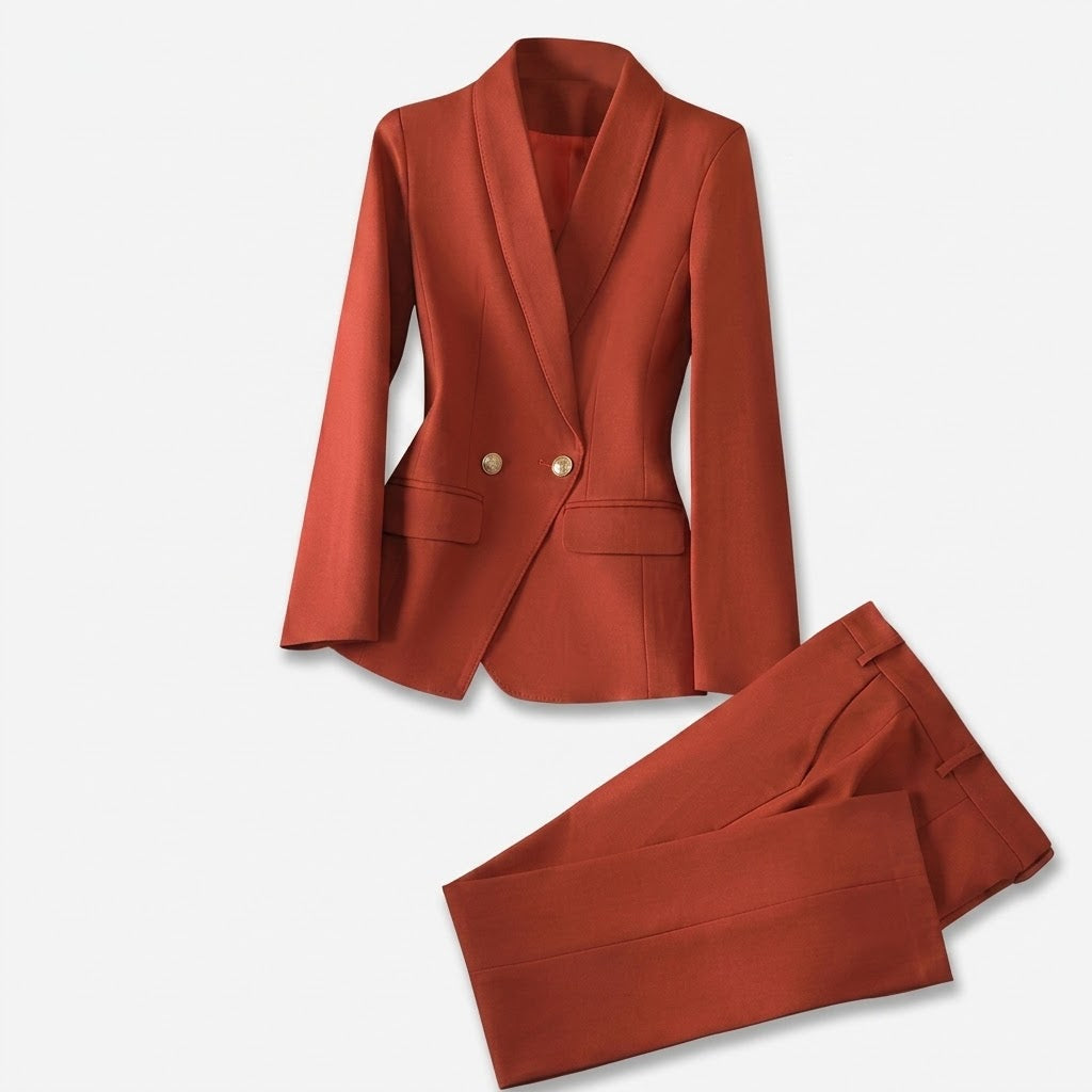 Women's Tailored Pantsuit With Blazer – An Elegant And Structured Suit For Work, Business, And Evening Events