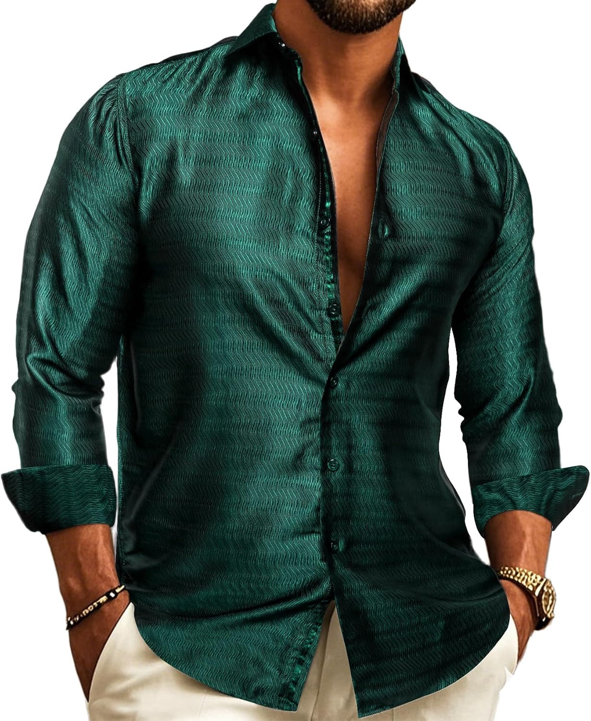 Men's Long-sleeved Paisley Jacquard Shirt – An Elegant Shirt For Weddings, Parties, Evening Wear, And Special Occasions