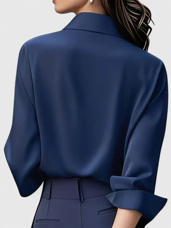 Women's Satin Long-sleeve Blouse - Polished Office And Smart Casual Shirt For Everyday Wear