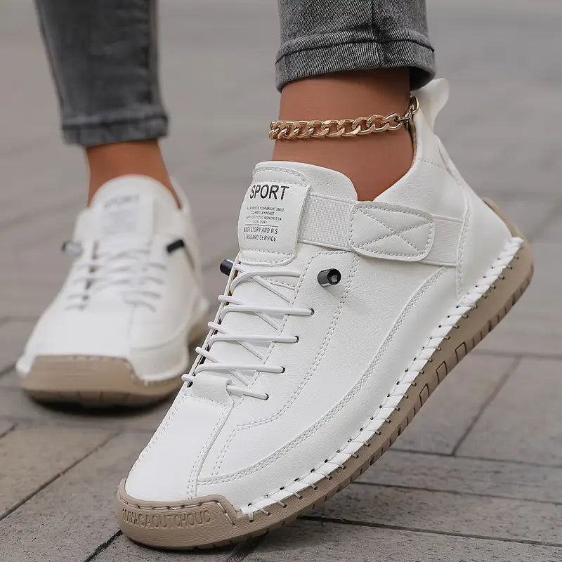 Women's Orthopedic Leather Sneakers - Comfortable Everyday Walking Shoes For Casual Wear