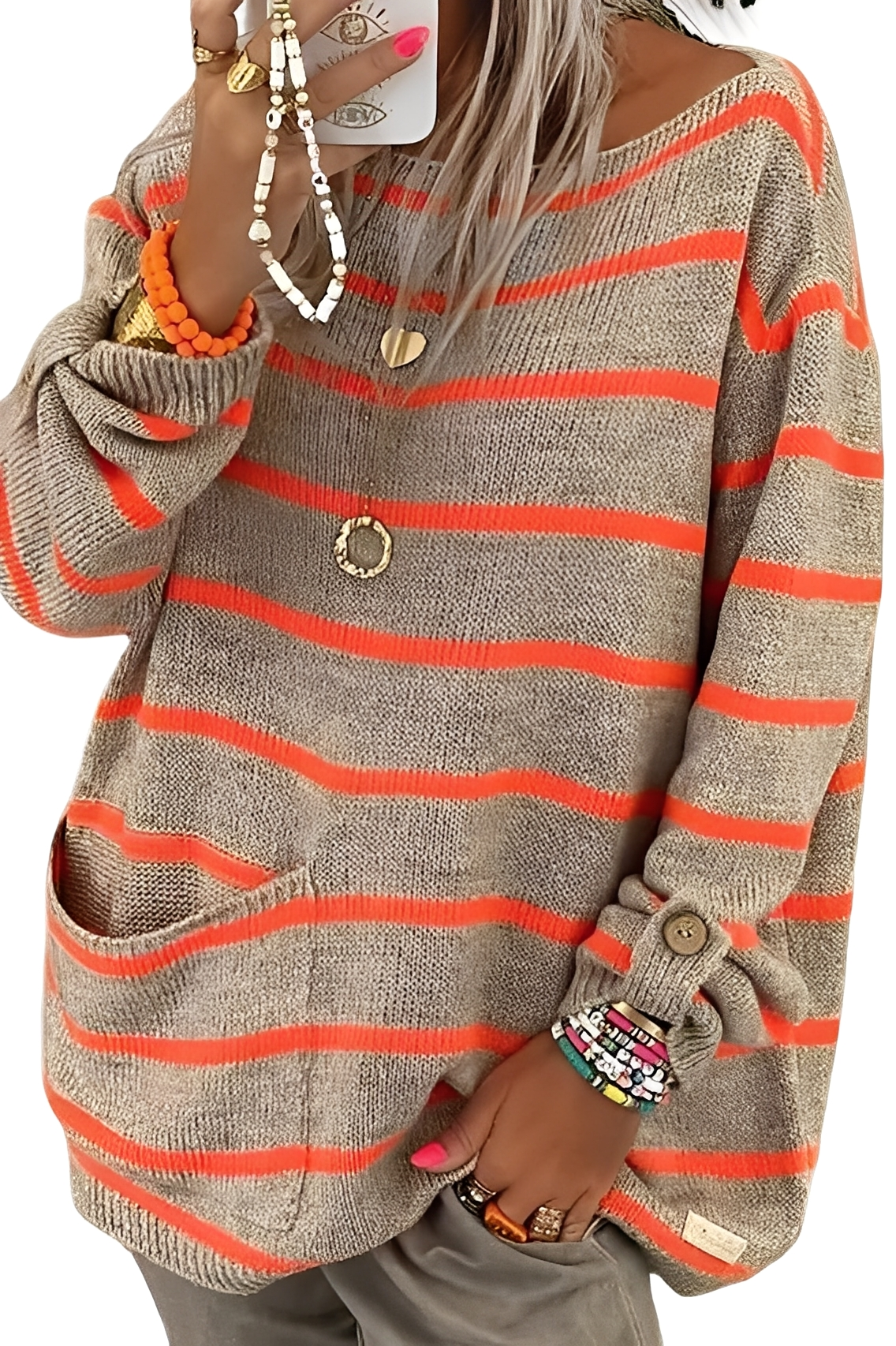 Perla – Casual and Oversized Striped Jumper for Women