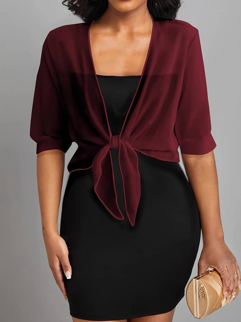 Women's Sheer Chiffon Bolero Top With A Tie – A Short And Elegant Top For Parties, Evening Wear, And Special Occasions