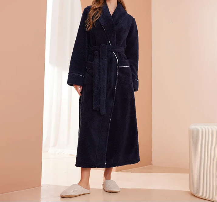 Women's Soft Flannel Bathrobe With Tie Belt – A Warm Bathrobe For Winter, Relaxation, And Cozy Days At Home
