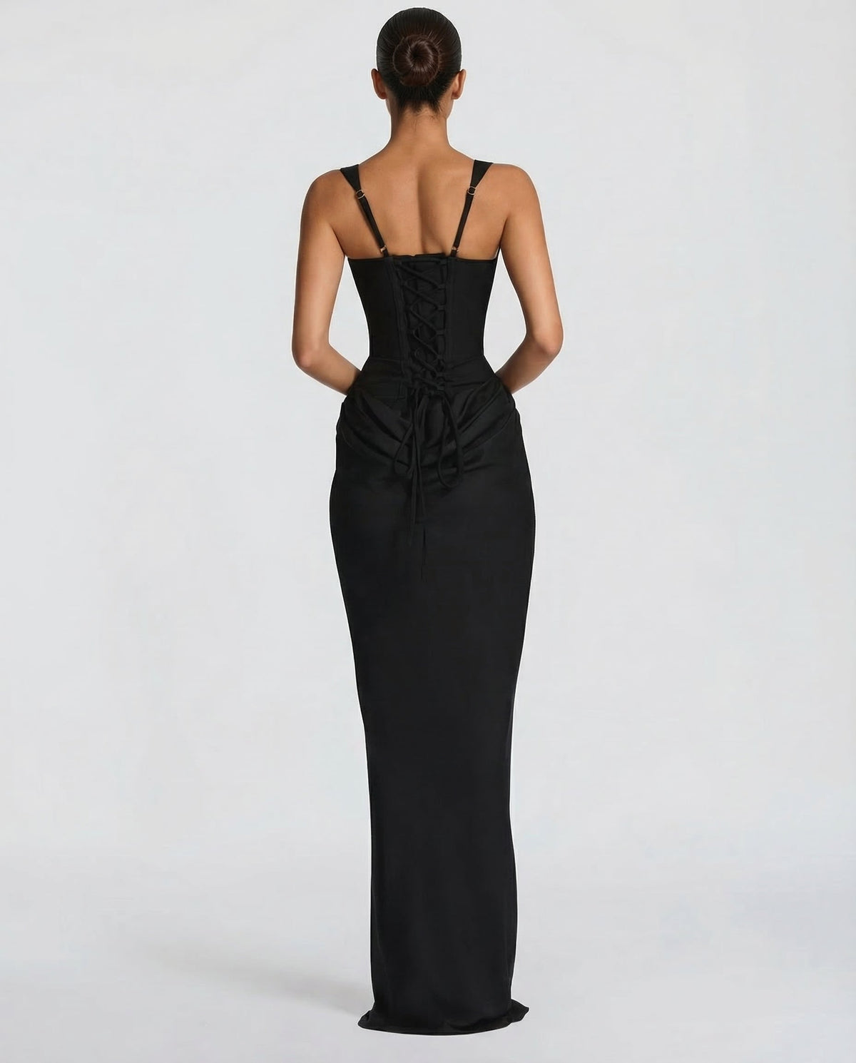 Women's Corset Maxi Dress - Draped Waist Design With A Sculpted Silhouette For Elegant Occasions