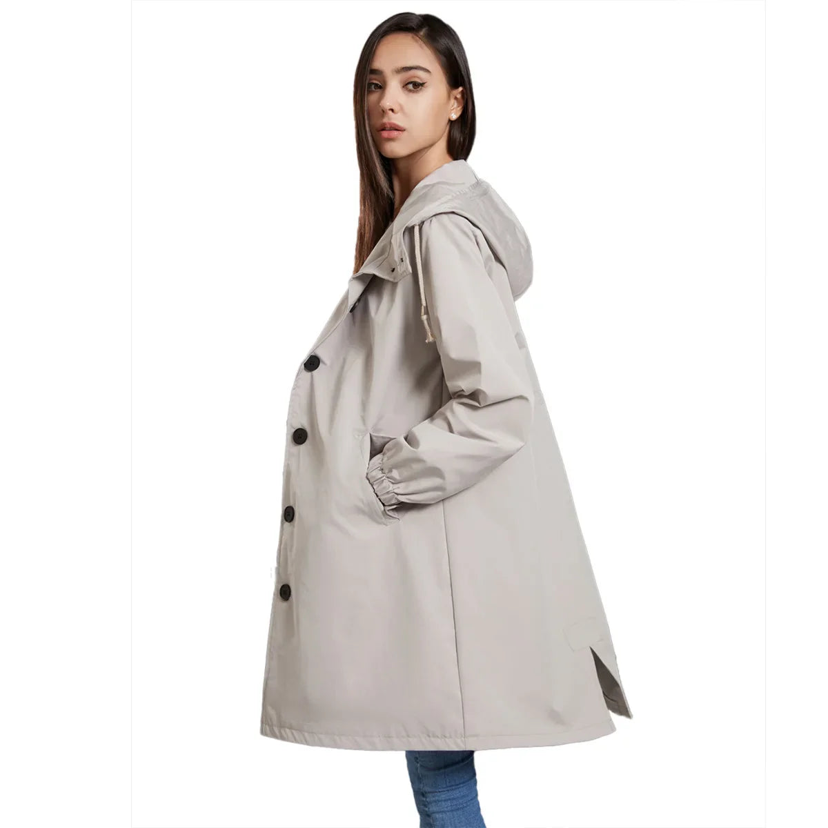 Anabella – Windproof Trench Coat with Hood for Women