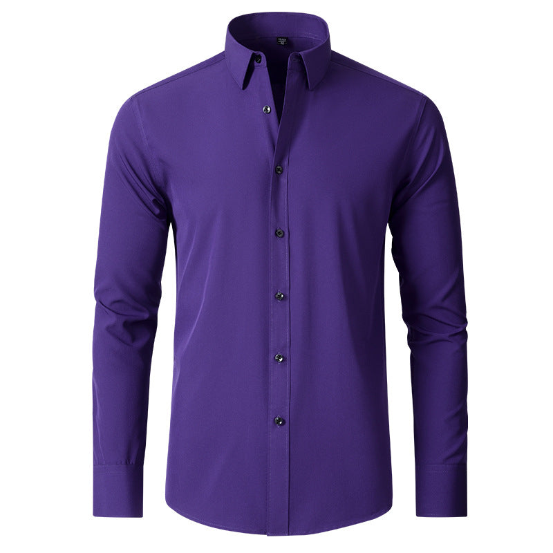Men's Stretch Dress Shirt - Wrinkle-resistant Slim Fit Shirt For Smart Formal Wear