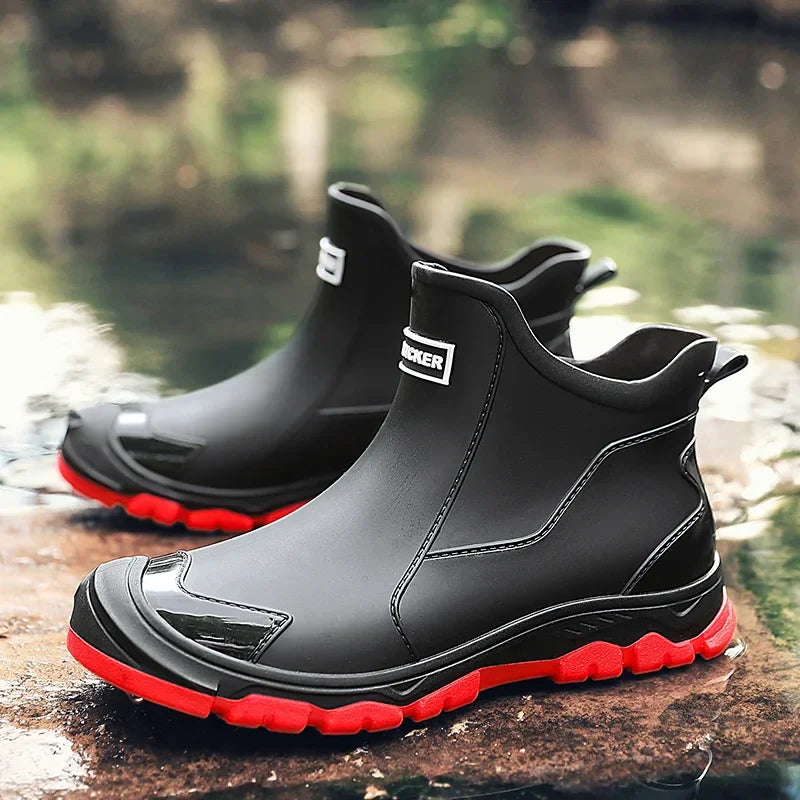 Men's Waterproof Ankle Rain Boots with Non-Slip Soles – Practical Shoes for Commuting, Rainy Weather, and Outdoor Use