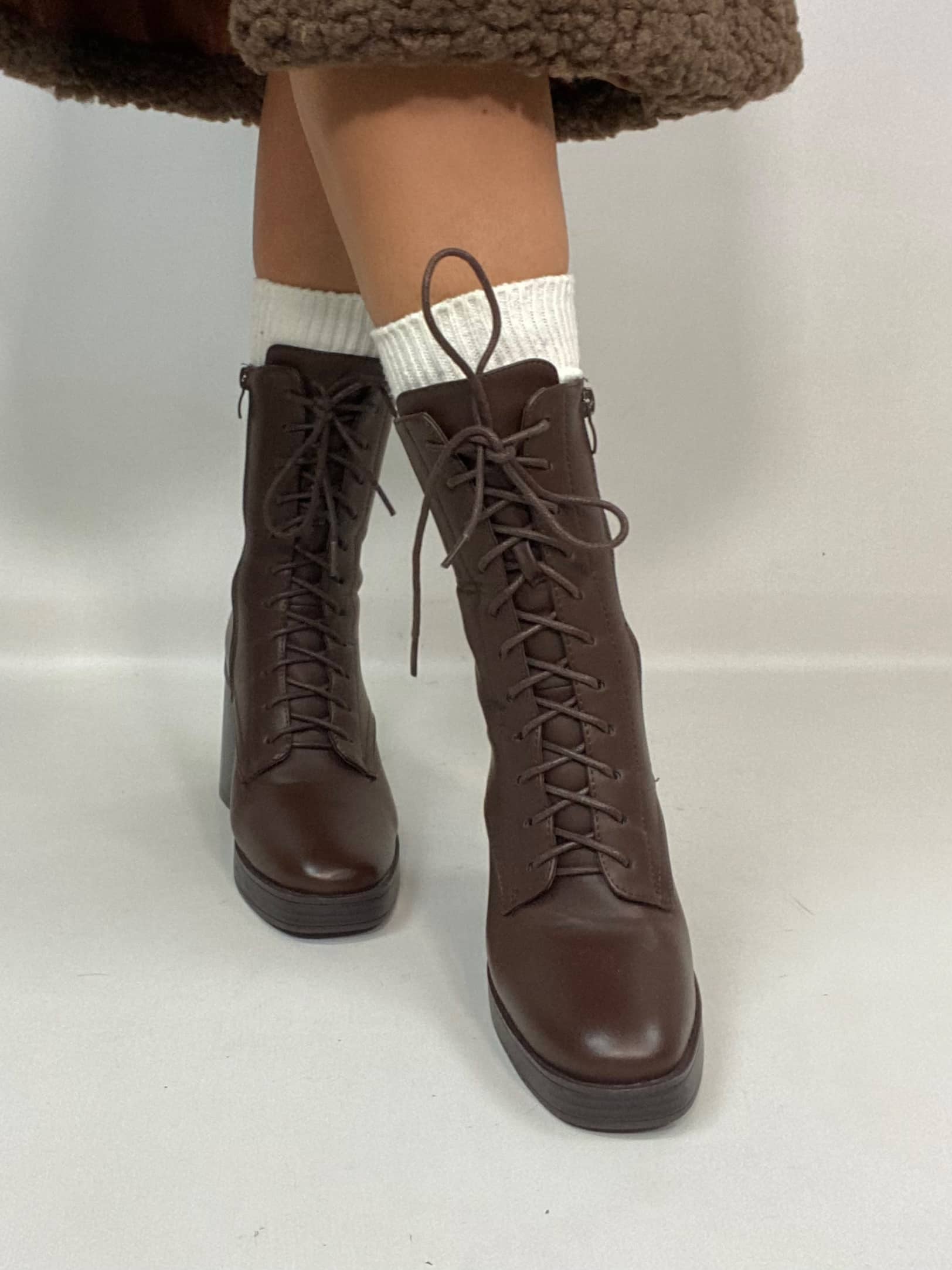 Joelle - Lace-Up Ankle Boots with Wide Heel