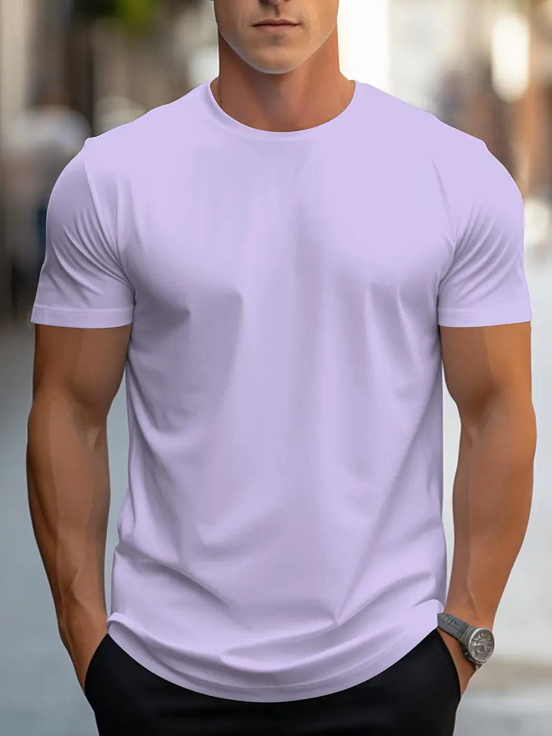 Men's Slim-fit T-shirt With A Round Neck And Short Sleeves – A Classic Basic T-shirt For Everyday Wear, Leisure, And Casual Style