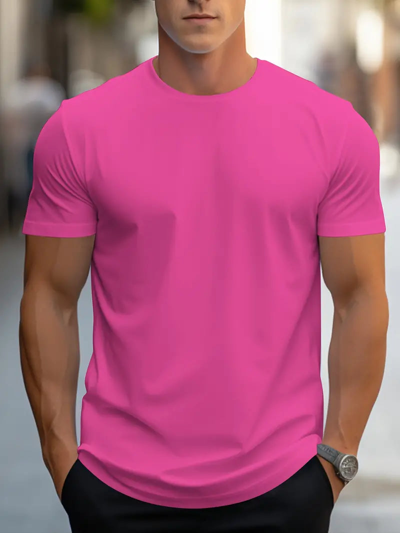 Men's Slim-fit T-shirt With A Round Neck And Short Sleeves – A Classic Basic T-shirt For Everyday Wear, Leisure, And Casual Style