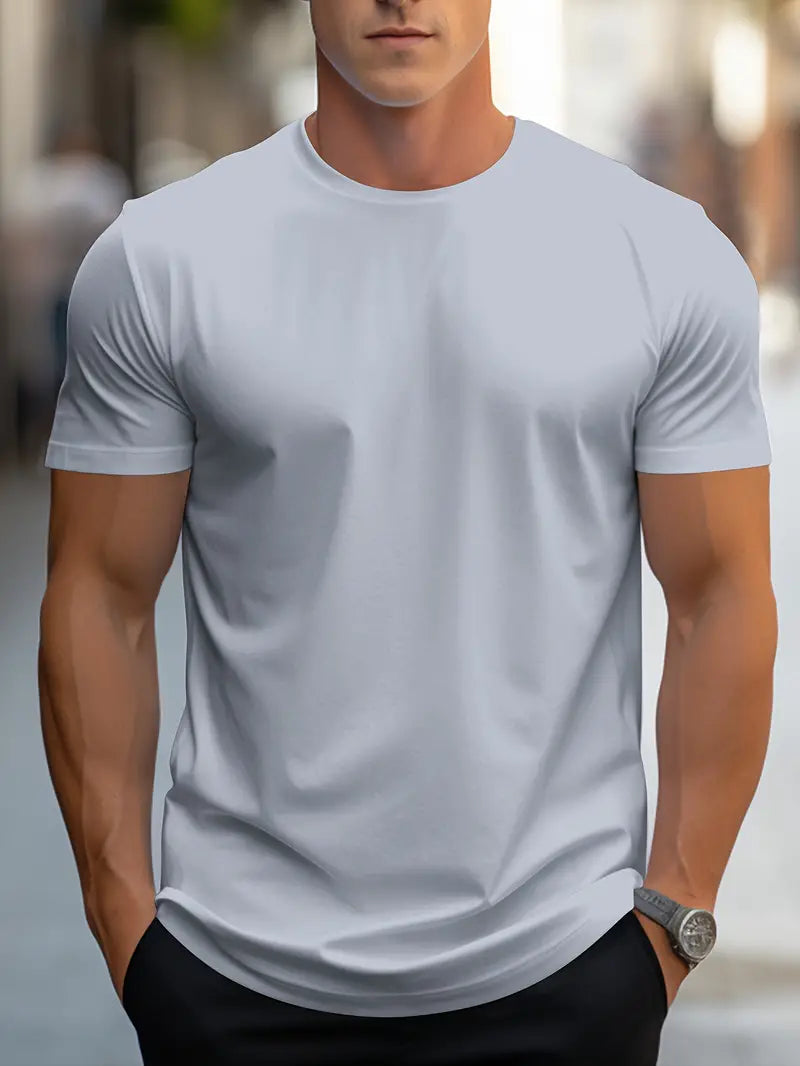 Men's Slim-fit T-shirt With A Round Neck And Short Sleeves – A Classic Basic T-shirt For Everyday Wear, Leisure, And Casual Style