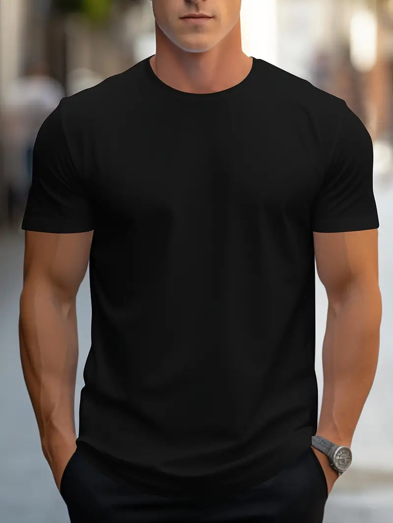 Men's Slim-fit T-shirt With A Round Neck And Short Sleeves – A Classic Basic T-shirt For Everyday Wear, Leisure, And Casual Style