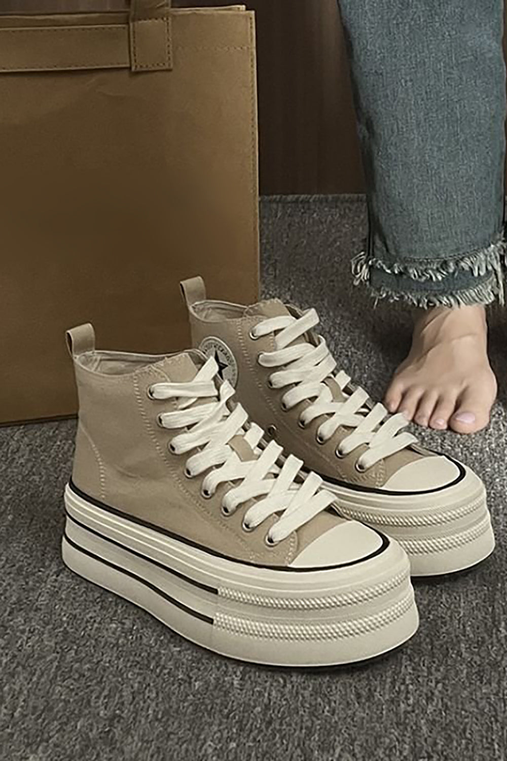 Hosanna - High-top canvas sneakers with platform, casual and modern look