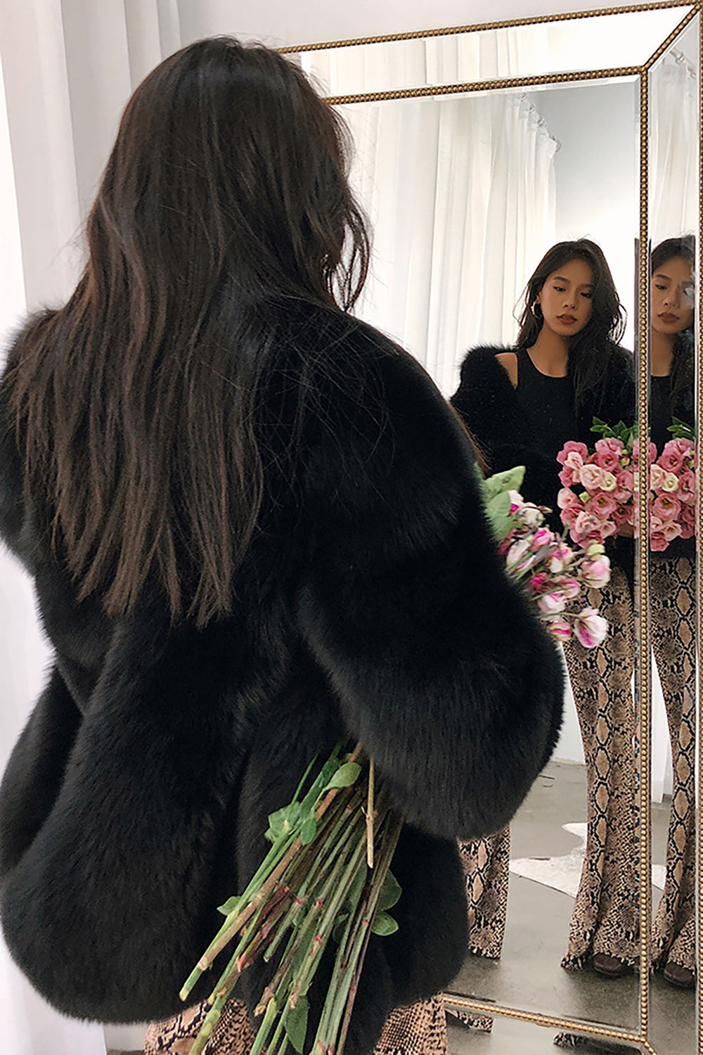 Kendra - Elegant Open Synthetic Fur Coat