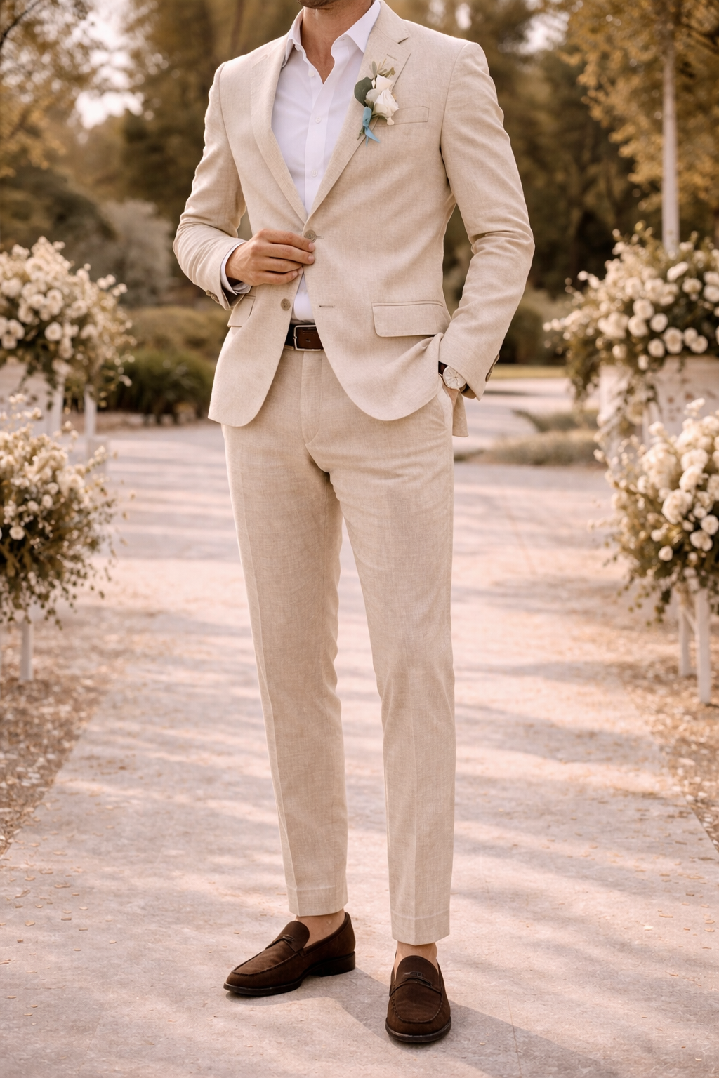 Men's Tailored Linen-blend Suit – An Elegant Suit For Weddings, Parties, Formal Occasions, And Smart-casual Style