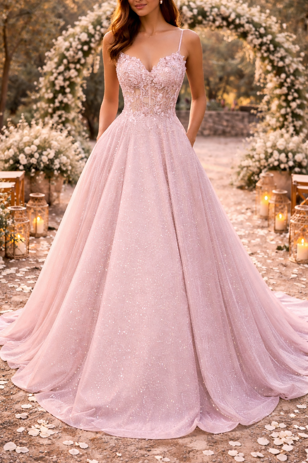 Women's Wedding Guest Dress - Embroidered Tulle Skirt For Elegant Special Occasion Wear
