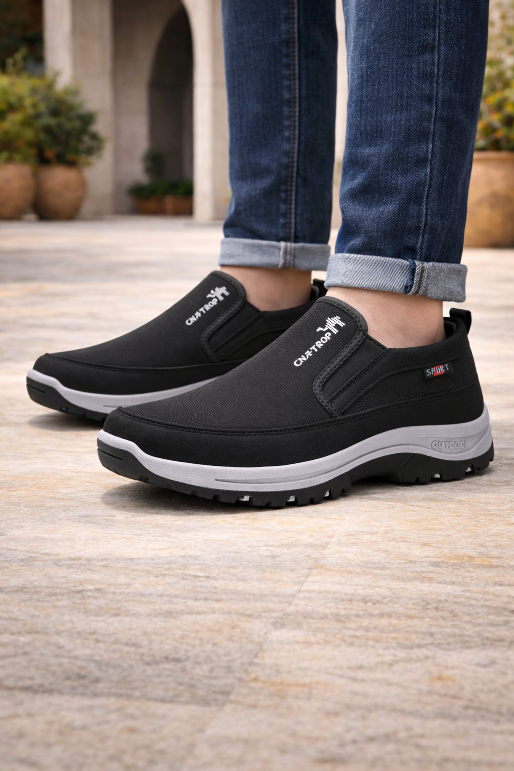 Men's Slip-on Orthopedic Walking Shoes - Cushioned Outdoor Comfort For Everyday Wear