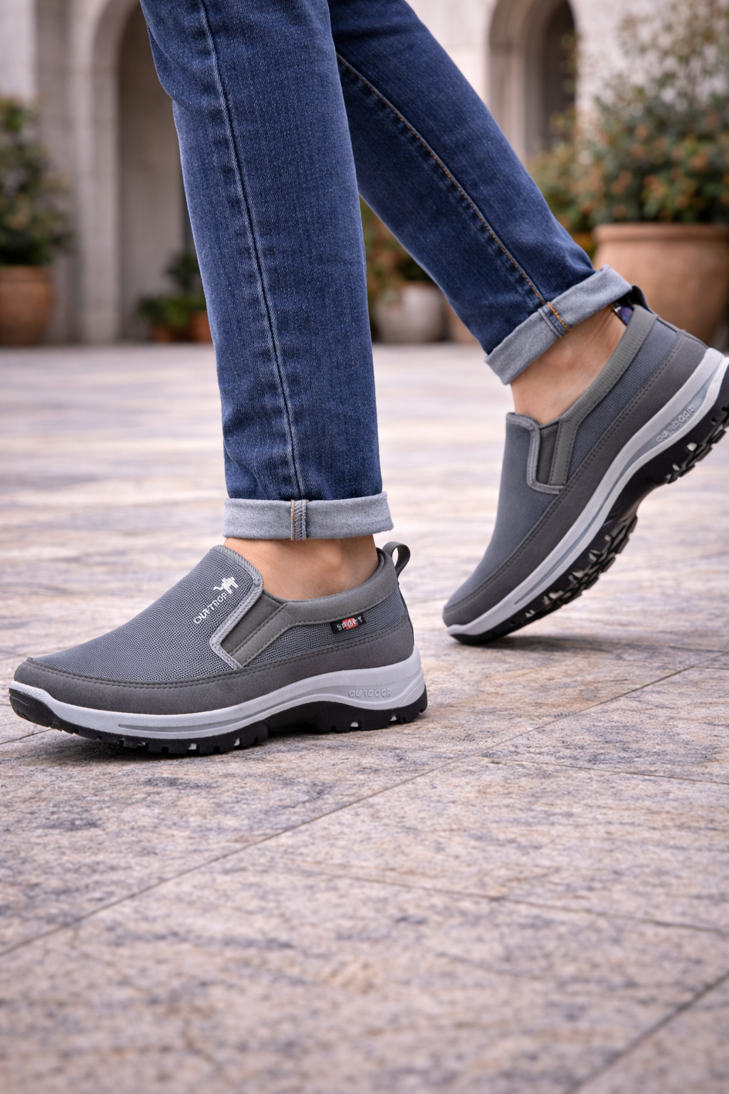 Men's Slip-on Orthopedic Walking Shoes - Cushioned Outdoor Comfort For Everyday Wear