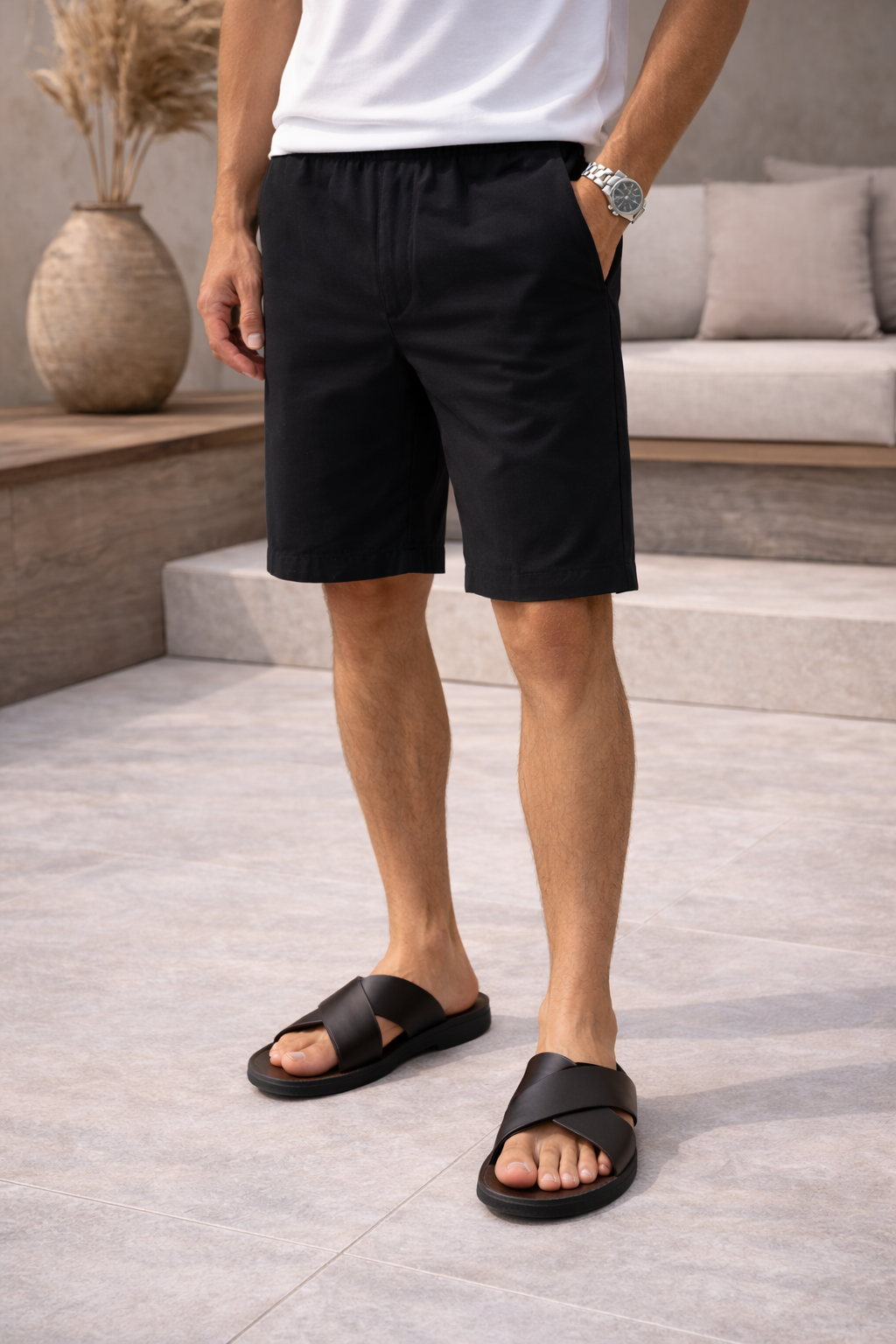 Men's Leather Slide Sandals - Cross-strap Summer Comfort For Everyday Casual Wear