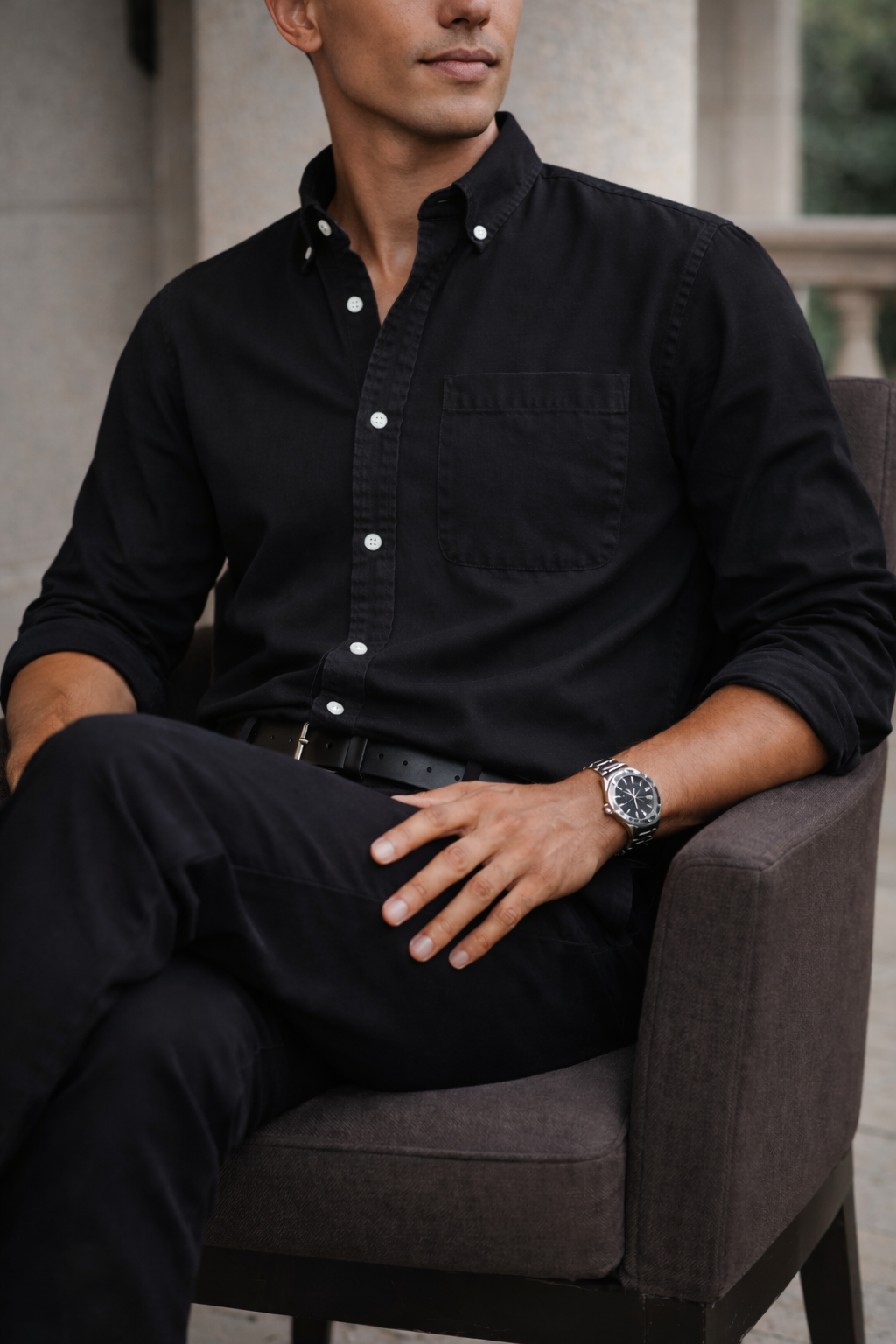 Men's Cotton Button-down Shirt - Smart Casual Everyday Wear For Versatile Styling