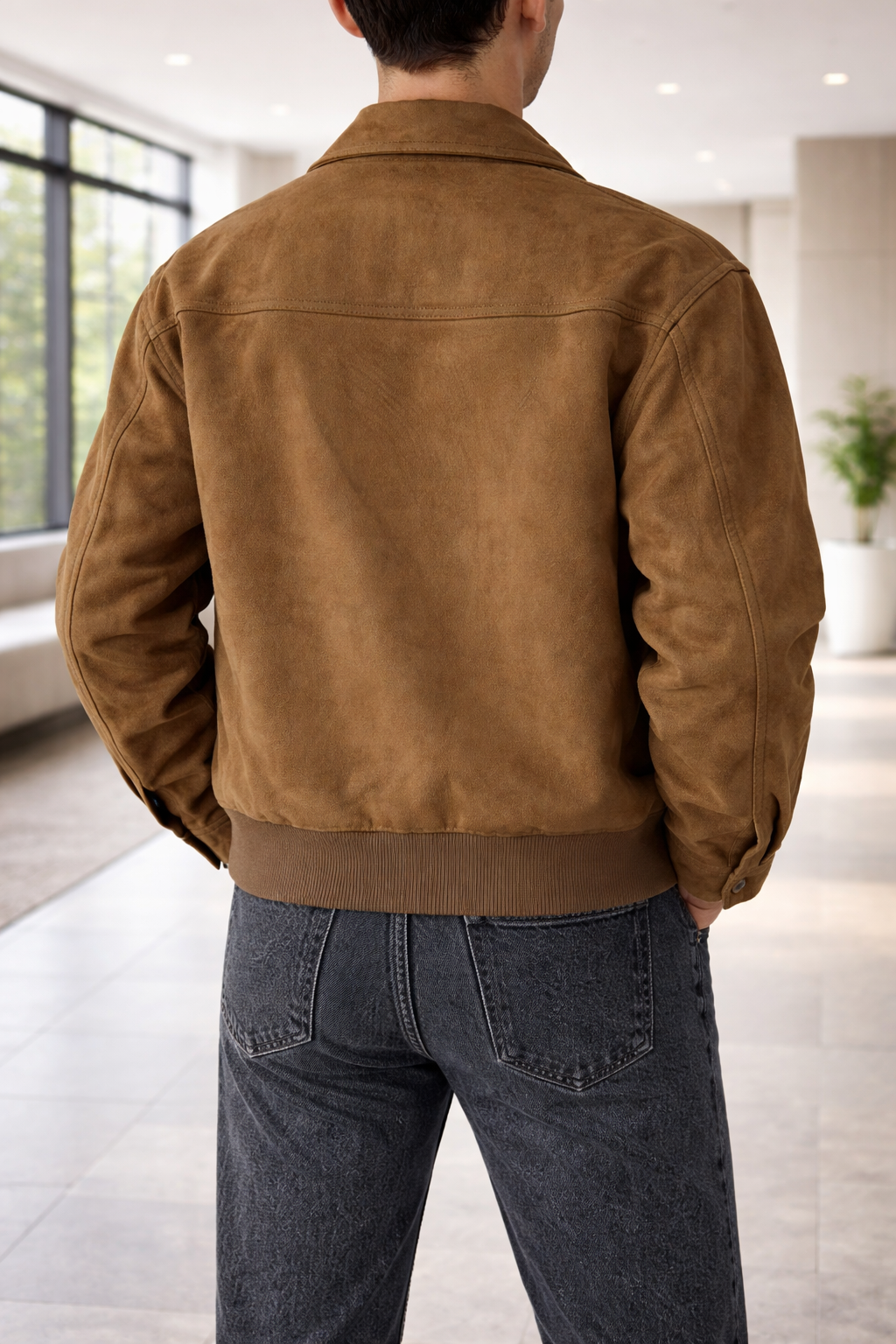 Men's Suede Jacket With A Zipper And Collar – Stylish Outerwear For Fall, Everyday Wear, Leisure, And Smart-casual Style