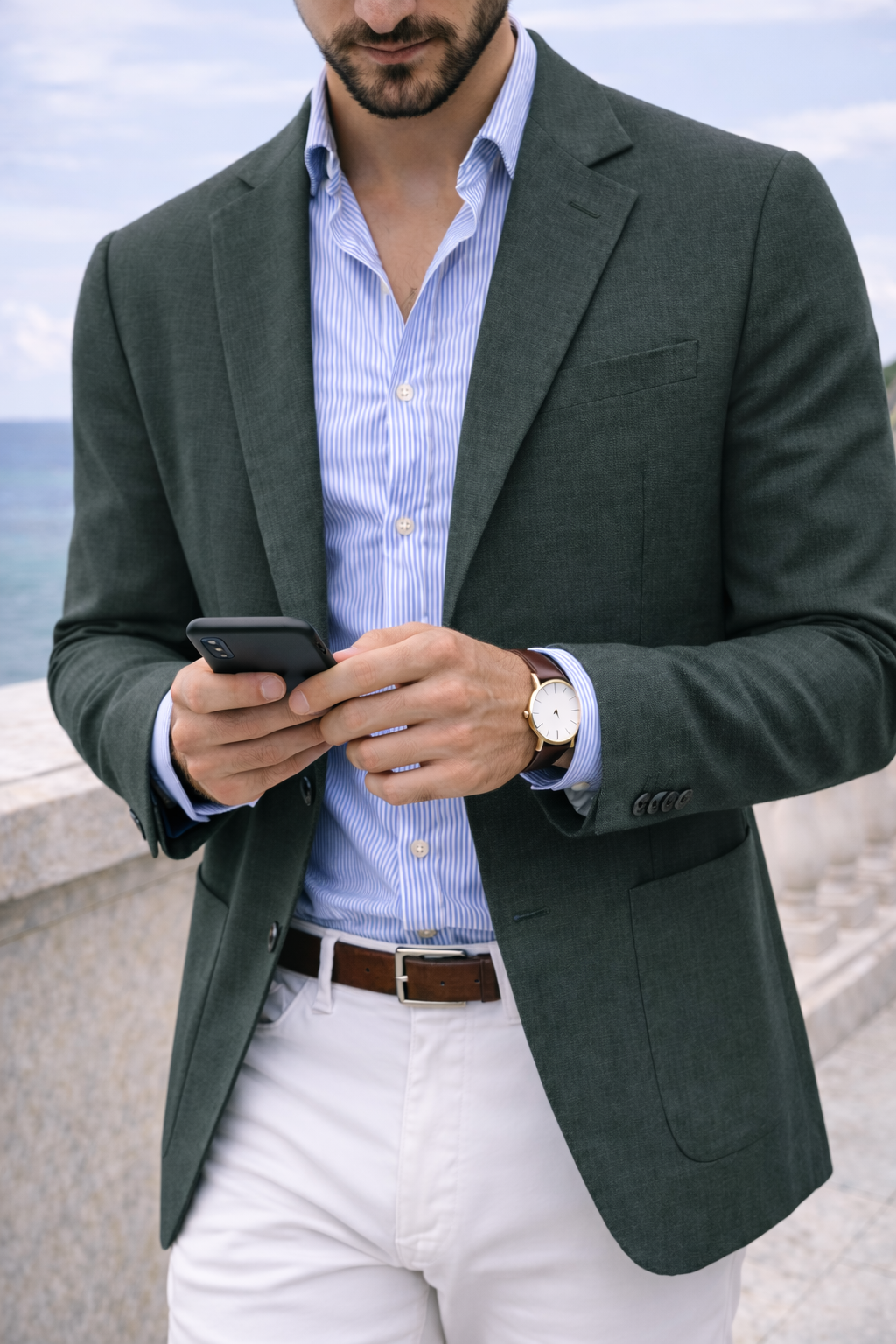 Men's Knit Blazer - Smart Casual Tailored Jacket For Versatile Everyday Wear