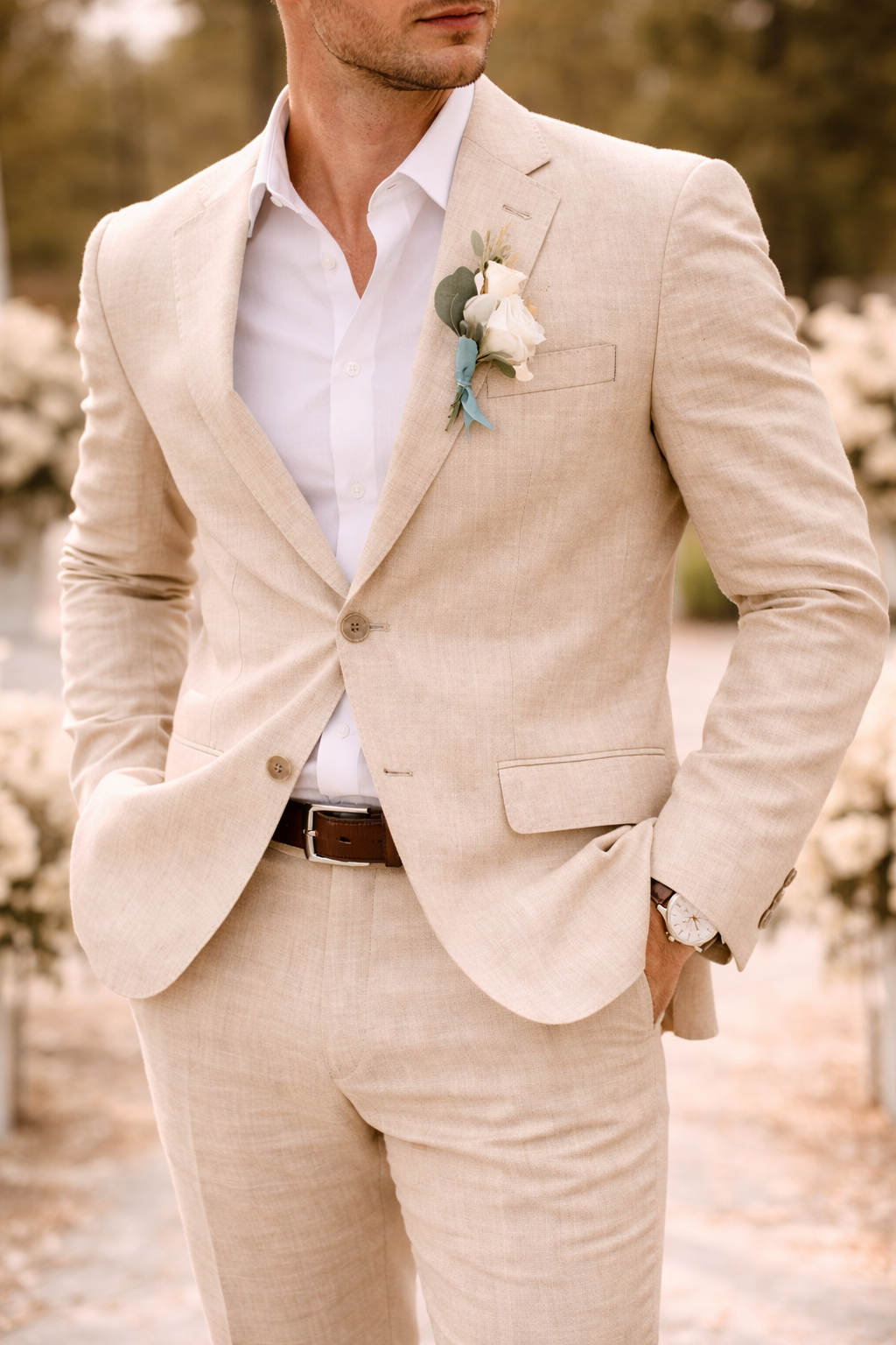Men's Tailored Linen-blend Suit – An Elegant Suit For Weddings, Parties, Formal Occasions, And Smart-casual Style