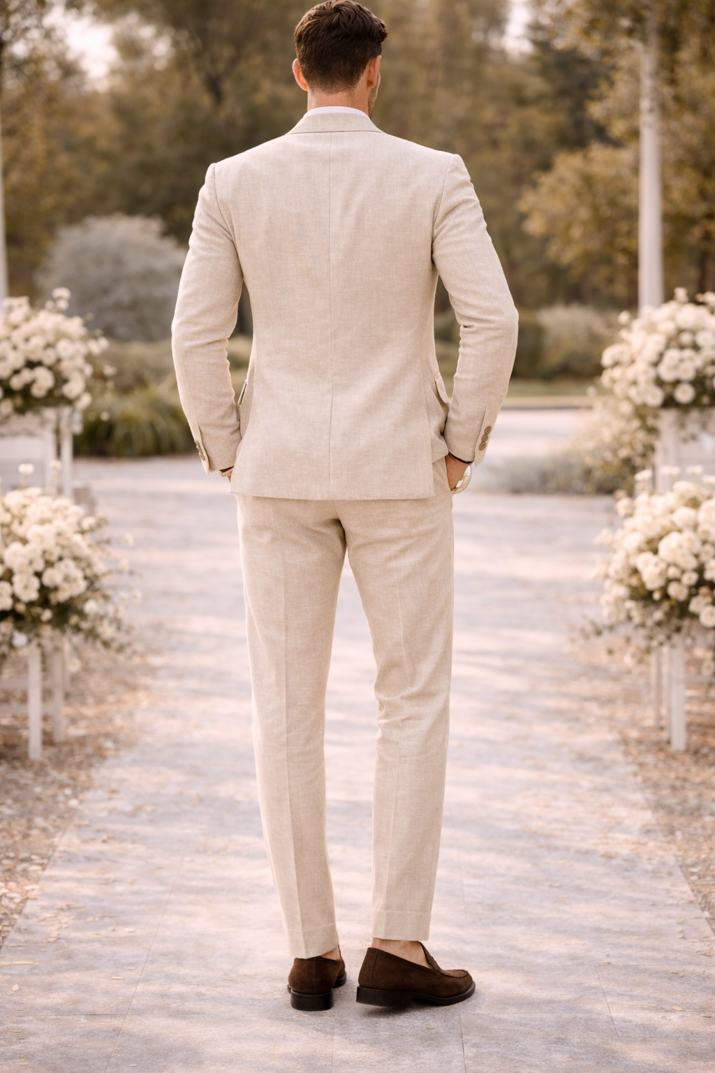Men's Tailored Linen-blend Suit – An Elegant Suit For Weddings, Parties, Formal Occasions, And Smart-casual Style