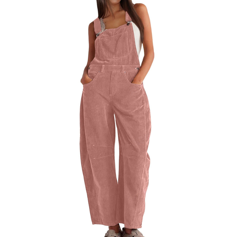 Women's Corduroy Jumpsuit With Wide Legs And A Relaxed Utility Design – A Casual Jumpsuit For Everyday Wear, Leisure, And A Laid-back Style