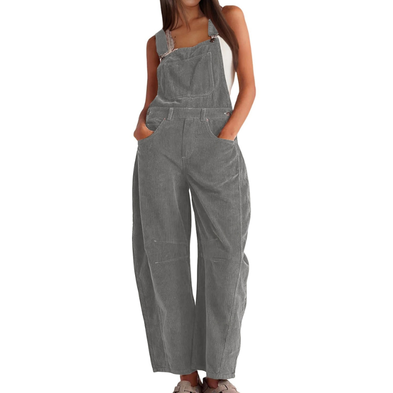 Women's Corduroy Jumpsuit With Wide Legs And A Relaxed Utility Design – A Casual Jumpsuit For Everyday Wear, Leisure, And A Laid-back Style